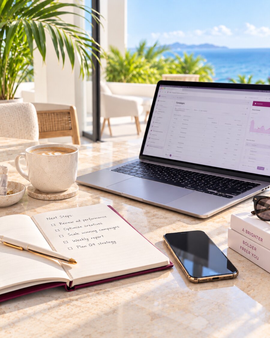 Strategic planning desk scene