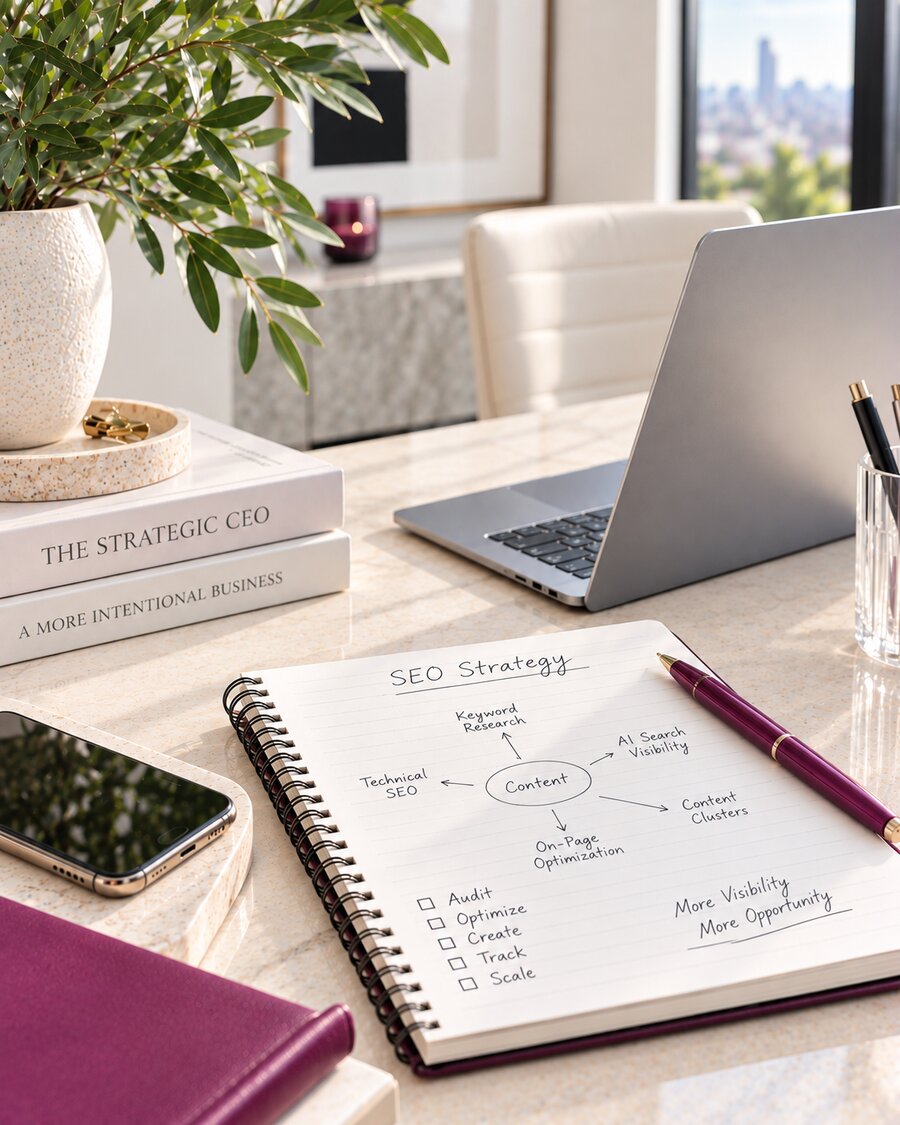 Strategy planning desk scene